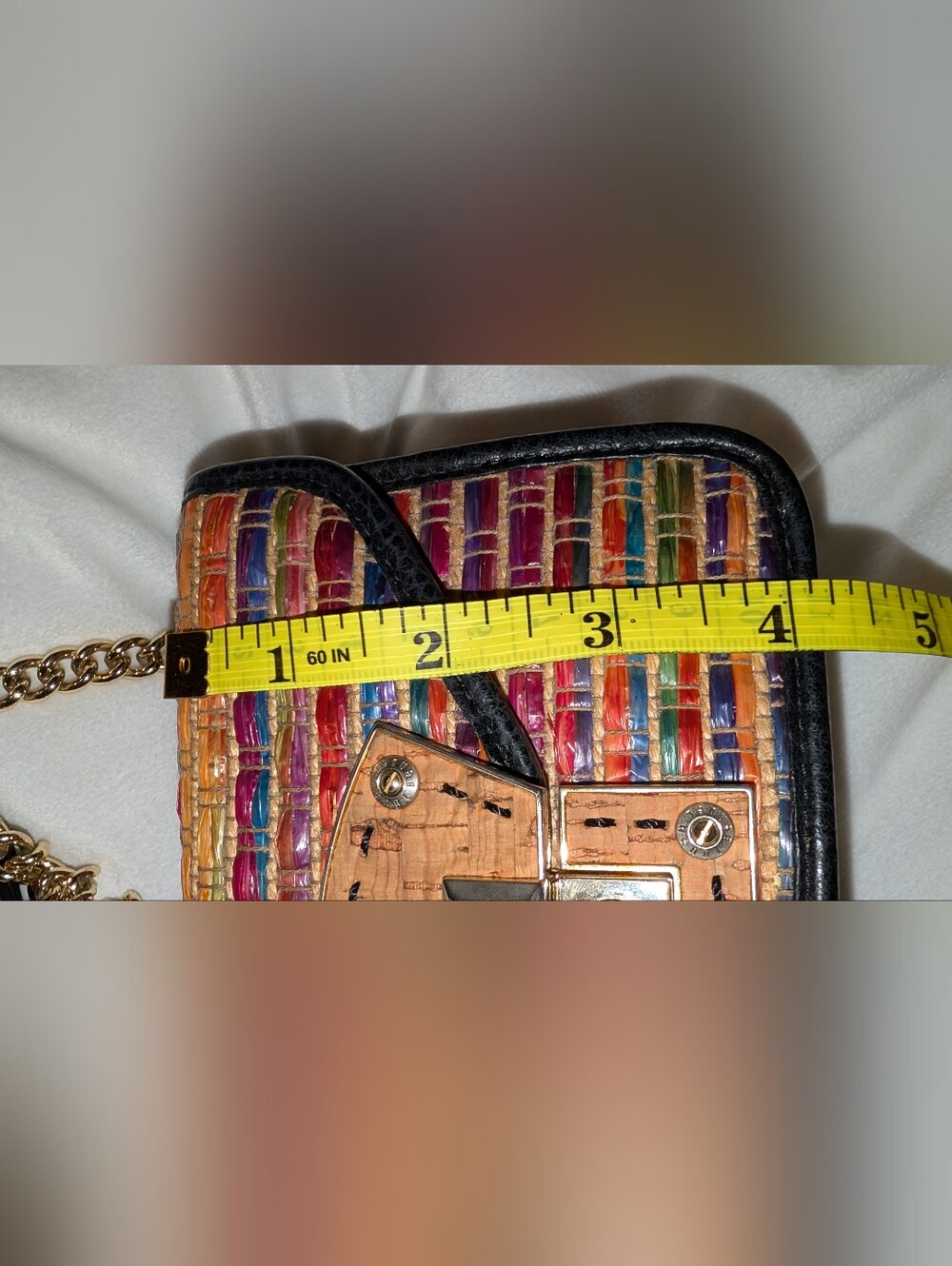 Henri Bendel Stripe Raffia Rainbow Crossbody Bag VGC - Picture 8 of 12